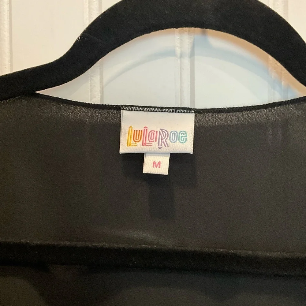❄️ LuLaRoe | Shirley Black Kimono Cardigan with Embroidered Trim Medium